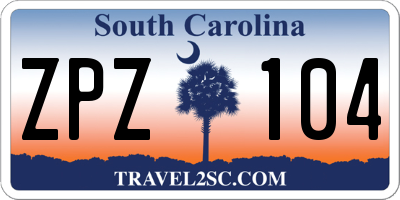 SC license plate ZPZ104