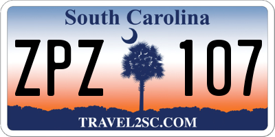 SC license plate ZPZ107