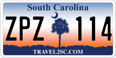 SC license plate ZPZ114
