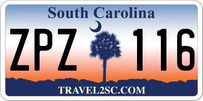 SC license plate ZPZ116