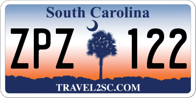 SC license plate ZPZ122