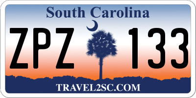 SC license plate ZPZ133