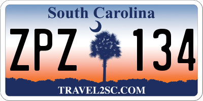 SC license plate ZPZ134