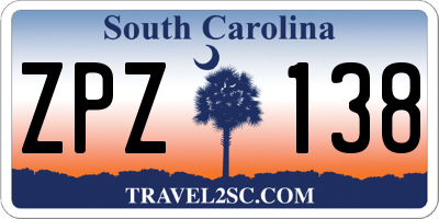 SC license plate ZPZ138