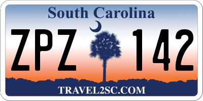 SC license plate ZPZ142