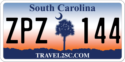 SC license plate ZPZ144