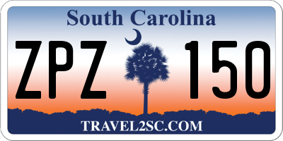 SC license plate ZPZ150