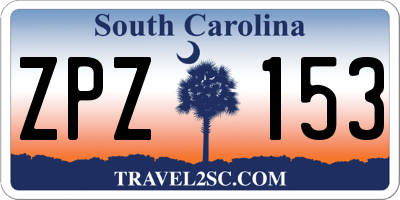 SC license plate ZPZ153