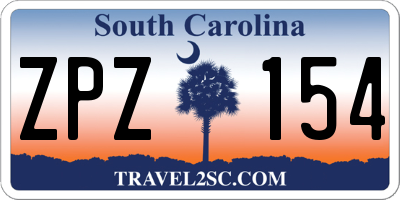 SC license plate ZPZ154
