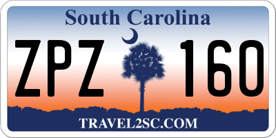 SC license plate ZPZ160