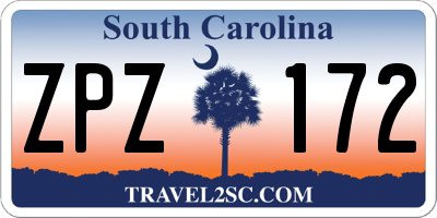 SC license plate ZPZ172