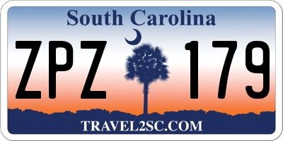 SC license plate ZPZ179