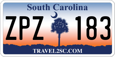 SC license plate ZPZ183
