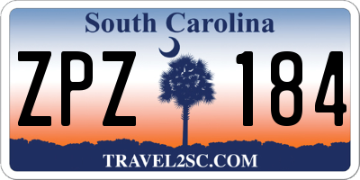 SC license plate ZPZ184