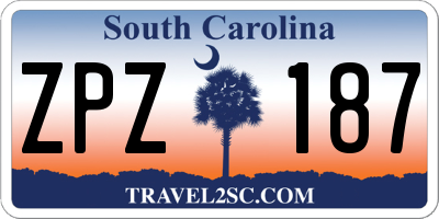 SC license plate ZPZ187