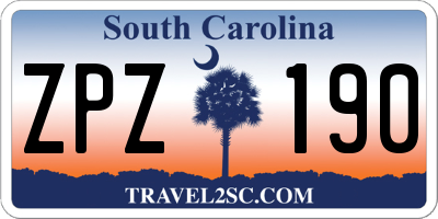SC license plate ZPZ190