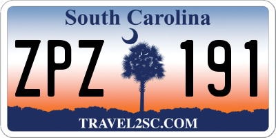 SC license plate ZPZ191