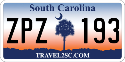 SC license plate ZPZ193