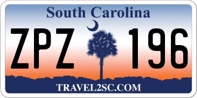 SC license plate ZPZ196