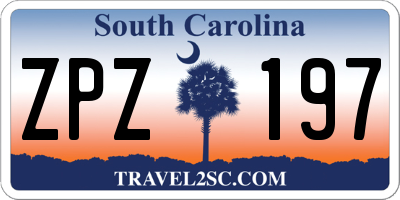 SC license plate ZPZ197