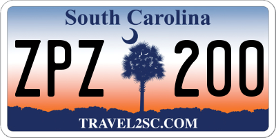 SC license plate ZPZ200