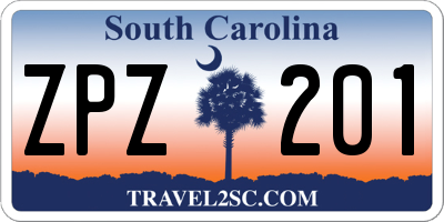 SC license plate ZPZ201