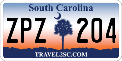 SC license plate ZPZ204