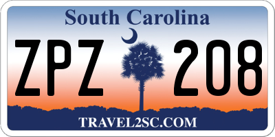 SC license plate ZPZ208