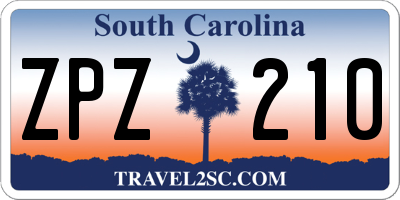 SC license plate ZPZ210