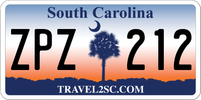 SC license plate ZPZ212