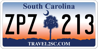 SC license plate ZPZ213