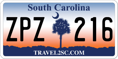 SC license plate ZPZ216