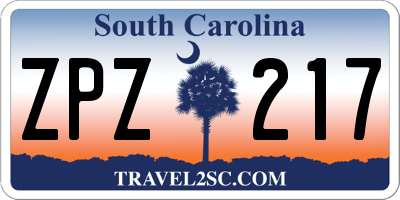 SC license plate ZPZ217