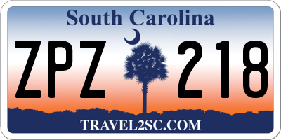 SC license plate ZPZ218