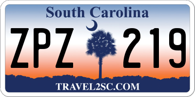 SC license plate ZPZ219