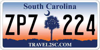 SC license plate ZPZ224