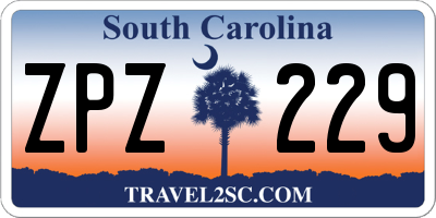 SC license plate ZPZ229