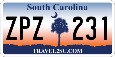 SC license plate ZPZ231