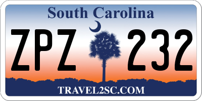 SC license plate ZPZ232