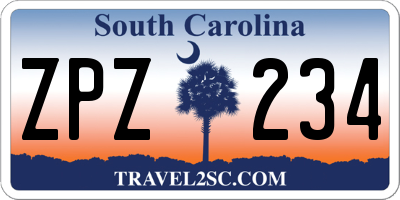 SC license plate ZPZ234