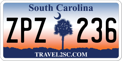 SC license plate ZPZ236