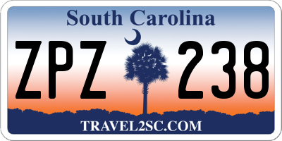 SC license plate ZPZ238
