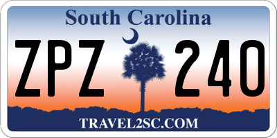 SC license plate ZPZ240