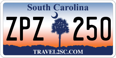SC license plate ZPZ250