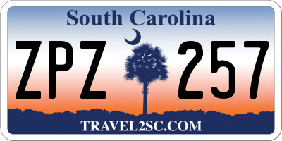 SC license plate ZPZ257