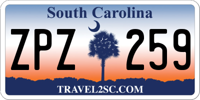 SC license plate ZPZ259