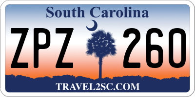 SC license plate ZPZ260