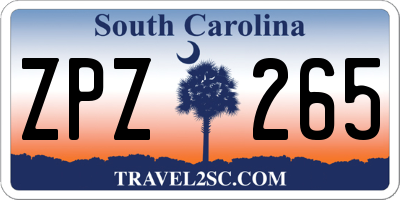 SC license plate ZPZ265