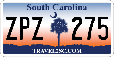 SC license plate ZPZ275