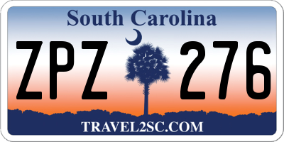 SC license plate ZPZ276